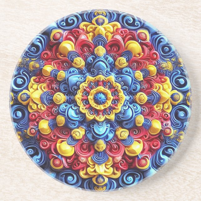 Coaster with Romanian Colours Design (Front)