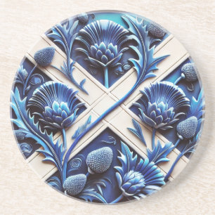 Coaster with Scottish Thistles Design