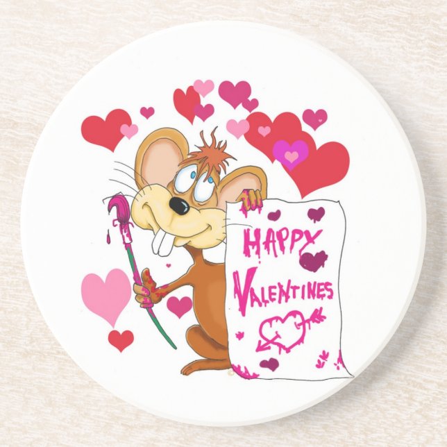 Coaster with Valentine Mouse (Front)