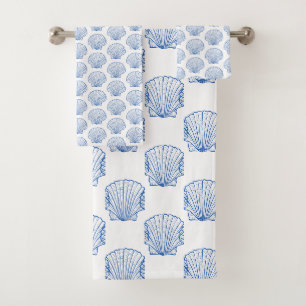 Coastère bleu coquille sur blanc