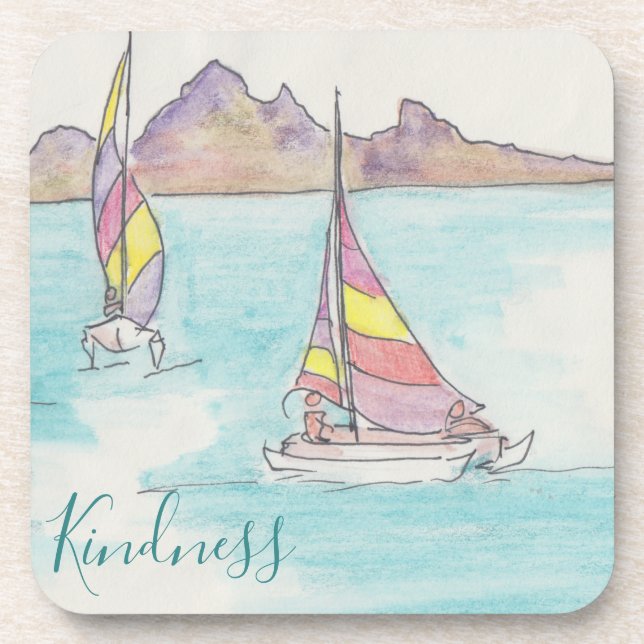 Coasters "Boats Fiji Watercolor " (Front)