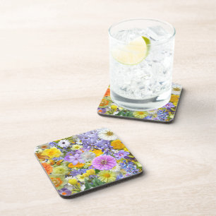 Coasters - Hard Plastic - Flowers and Butterflies