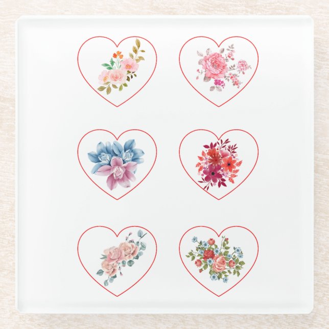 Coasters Hearts with flowers (Front)