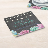 Coasters Pastels Succulents Rustic Wedding Party (Angled)