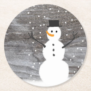 Coasters pulp board rustic Christmas snowman