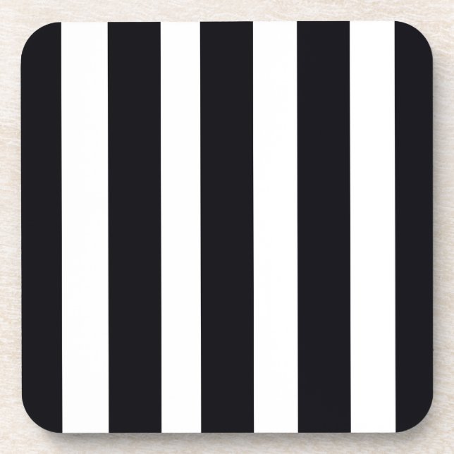 COASTERS (Set of 6) Elegant Black & White Stripes (Front)