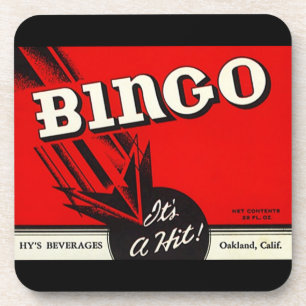 Coasters Vintage Bingo Beverage Label It's a Hit!