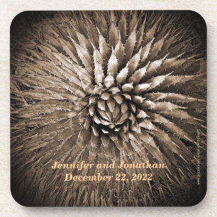 Coasters, Wedding Personalized Agave Spikes Sepia Coaster