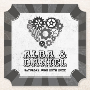 Coasters Wedding Steampunk Wedding Hearts Cogs 
