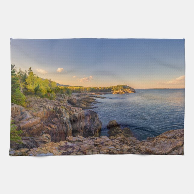 Coastline | Acadia National Park, Schooner Head Kitchen Towel (Horizontal)
