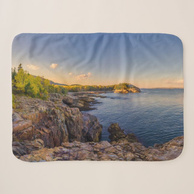 Coastline | Acadia National Park, Schooner Head Sherpa Blanket (Front (Horizontal))