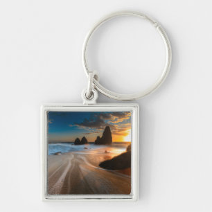 Coastline At Sunset Northern California Keychain