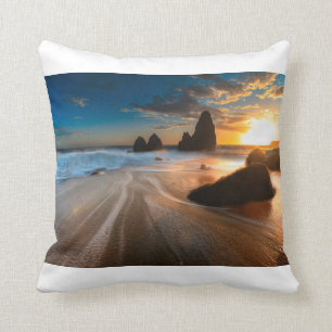 Coastline At Sunset   Northern California Throw Pillow