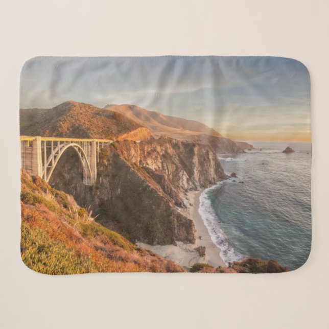 Coastline | Bixby Bridge, Big Sur California Sherpa Blanket (Front (Horizontal))