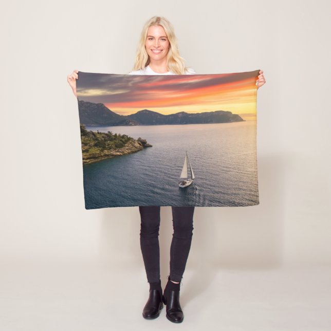 Coastline | Bodrum, Turkey Fleece Blanket (In Situ)