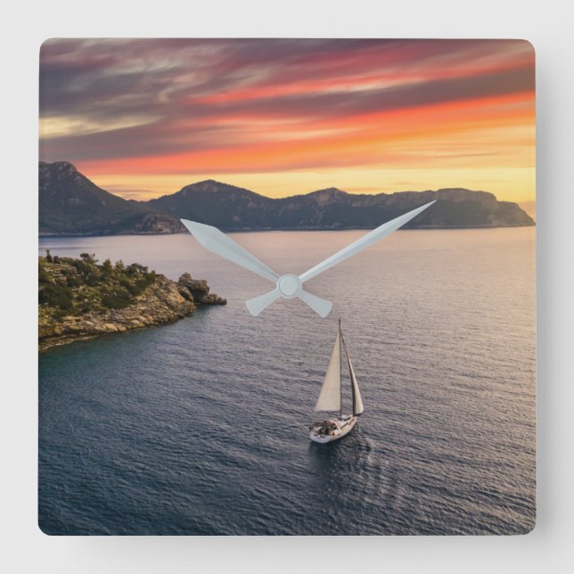 Coastline | Bodrum, Turkey Square Wall Clock (Front)