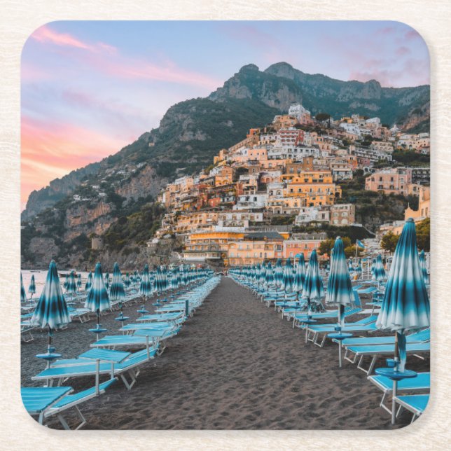 Coastline | Campania, Italy Square Paper Coaster (Front)