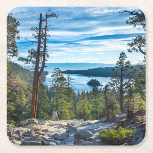 Coastline Emerald Bay, Lake Tahoe, California Square Paper Coaster