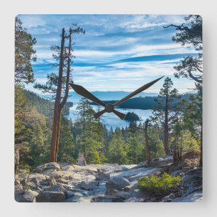 Coastline   Emerald Bay, Lake Tahoe, California Square Wall Clock