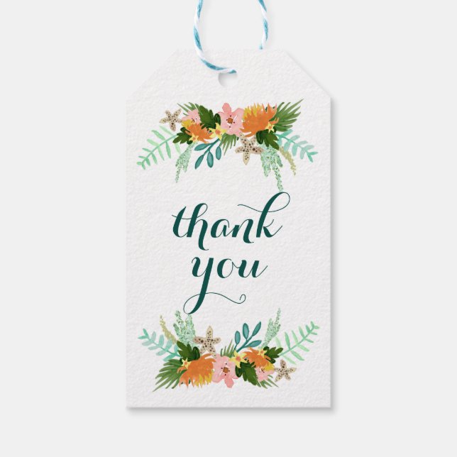 Coastline Floral Thank You Gift Tags (Back)