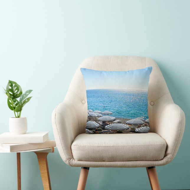 Coastline | French Riviera, Nice France Throw Pillow (Chair)