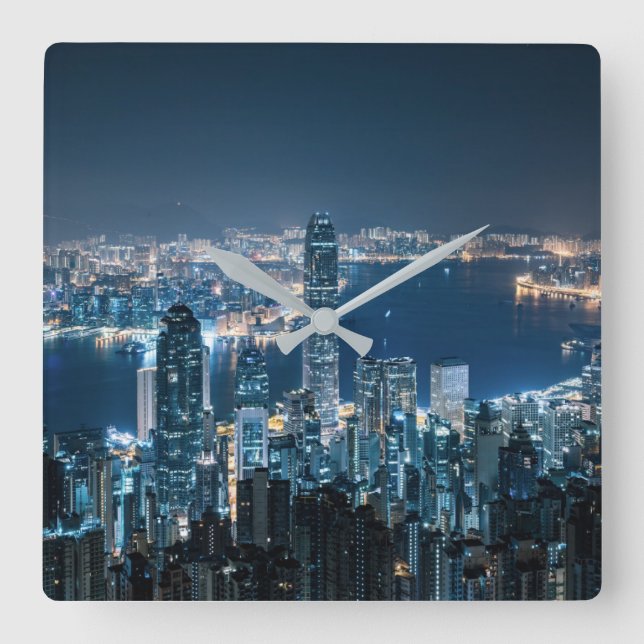 Coastline | Hong Kong Island, Asia Square Wall Clock (Front)