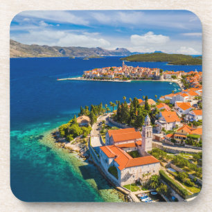 Coastline Korcula Town, Korcula Island, Croatia Coaster