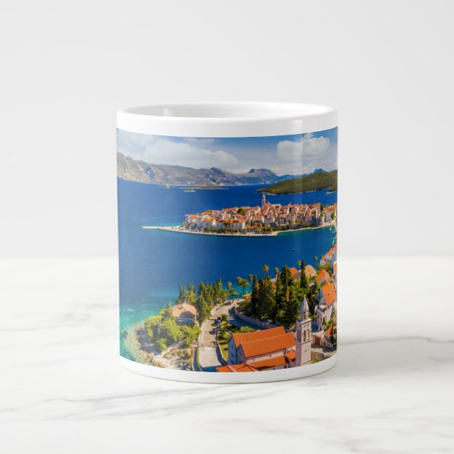 Coastline | Korcula Town, Korcula Island, Croatia Large Coffee Mug (Front)