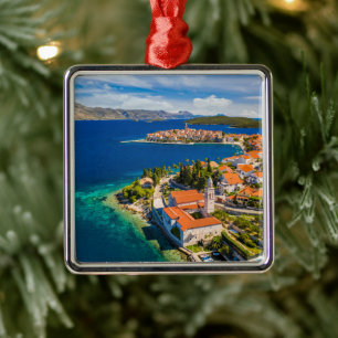 Coastline Korcula Town, Korcula Island, Croatia Metal Ornament