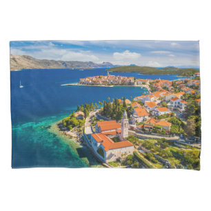Coastline Korcula Town, Korcula Island, Croatia Pillowcase
