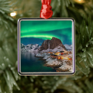 Coastline   Lofoten Islands, Hamnoy, Norway Metal Ornament