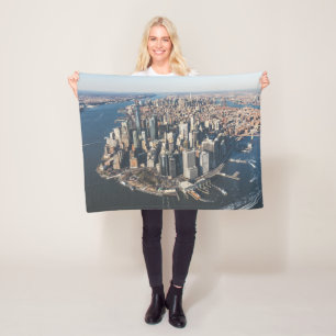 Coastline Manhattan, New York City Fleece Blanket
