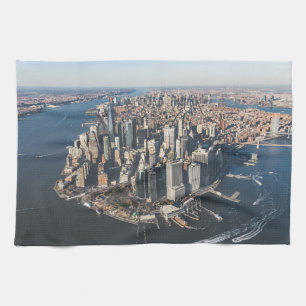 Coastline Manhattan, New York City Kitchen Towel