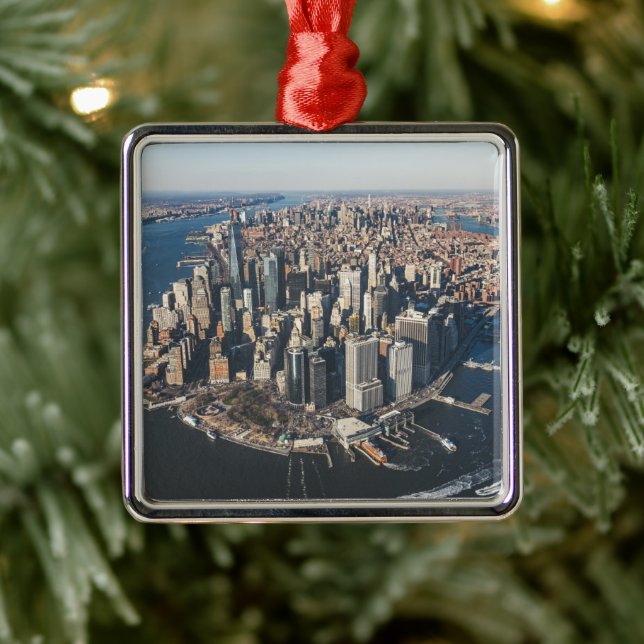 Coastline | Manhattan, New York City Metal Ornament (Tree)