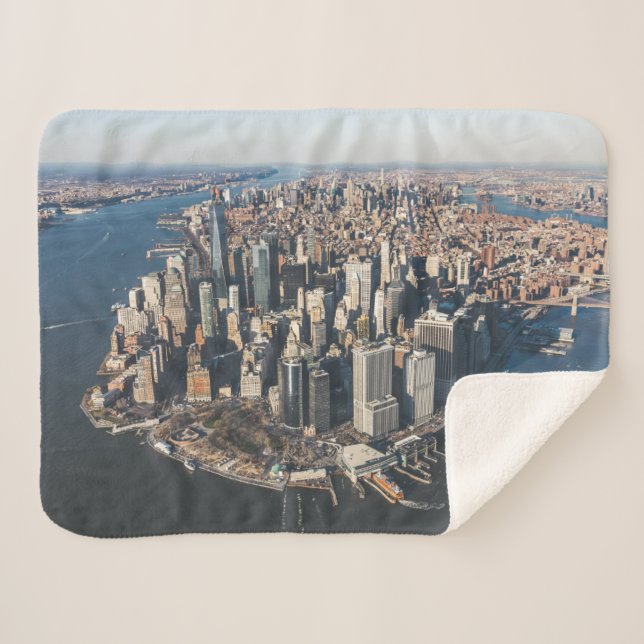 Coastline | Manhattan, New York City Sherpa Blanket (Front (Horizontal))