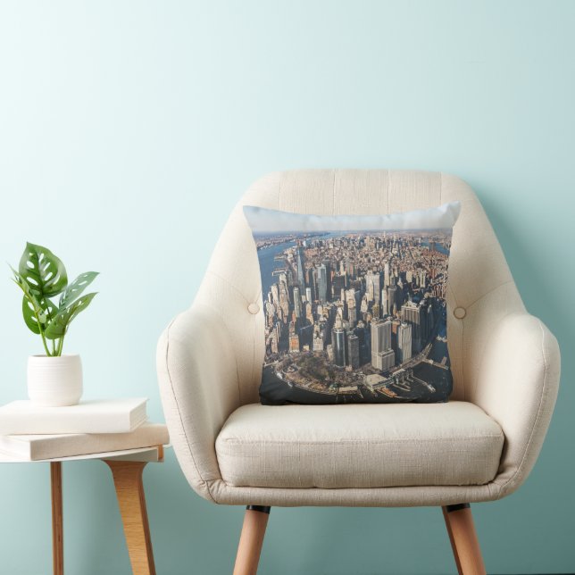 Coastline | Manhattan, New York City Throw Pillow (Chair)