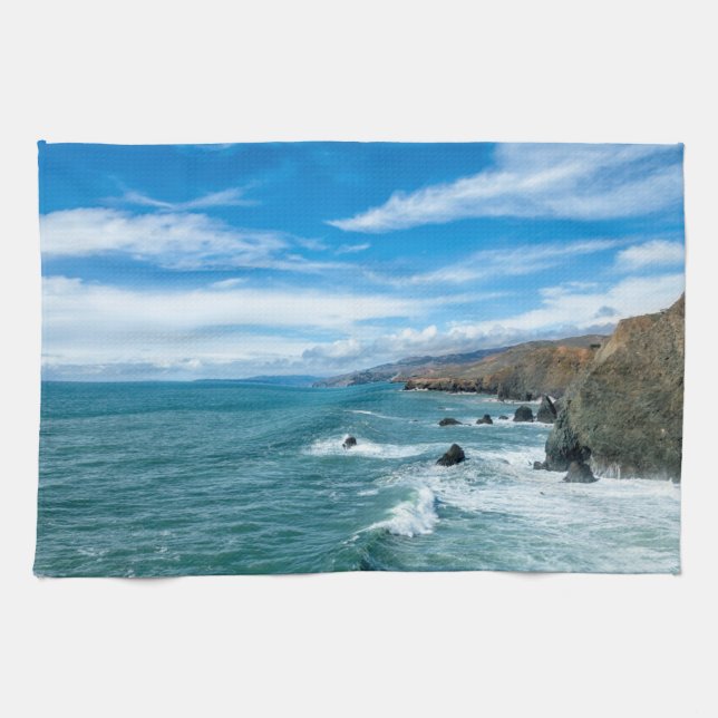 Coastline | Marin Headlands, California Kitchen Towel (Horizontal)