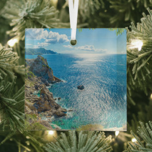 Coastline   Palaiokastritsa, Corfu, Greece Glass Ornament