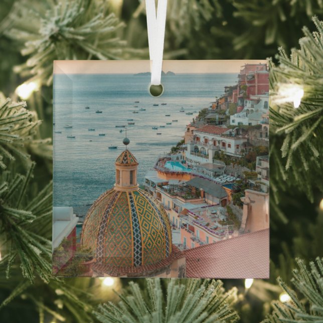 Coastline | Positano, Amalfi Coast, Italy Glass Ornament (Insitu)