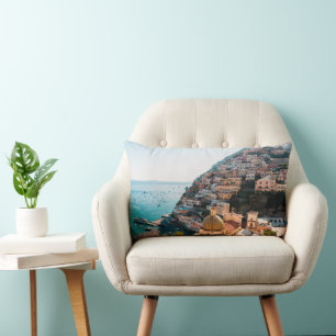 Coastline Positano Italy, Cliffside Village Lumbar Pillow