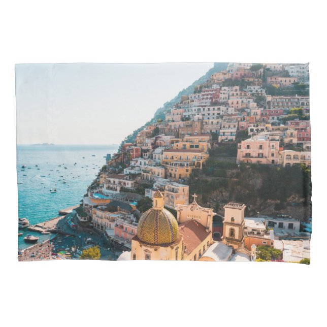 Coastline | Positano Italy, Cliffside Village Pillowcase (Front)