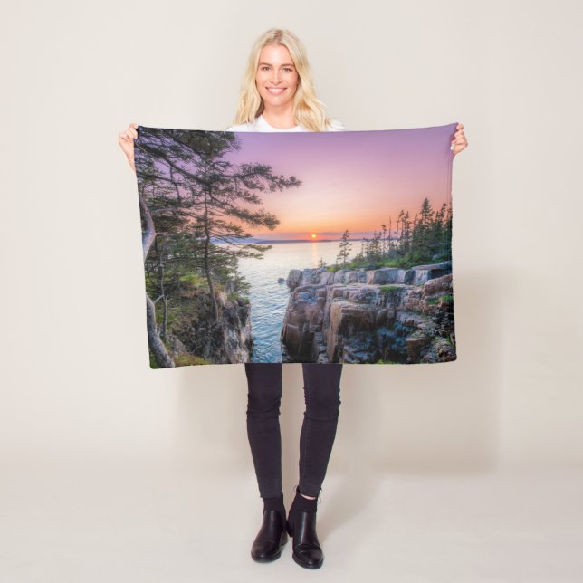 Coastline | Ravens Nest Acadia National Park Maine Fleece Blanket (In Situ)