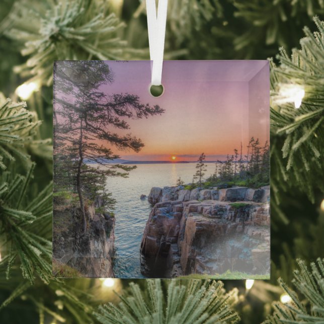 Coastline | Ravens Nest Acadia National Park Maine Glass Ornament (Insitu)