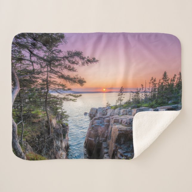 Coastline | Ravens Nest Acadia National Park Maine Sherpa Blanket (Front (Horizontal))