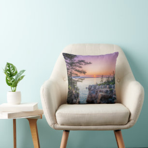 Coastline   Ravens Nest Acadia National Park Maine Throw Pillow