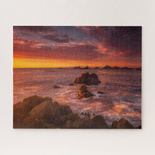 Coastline   Sunset Pacific Grove Carmel California Jigsaw Puzzle