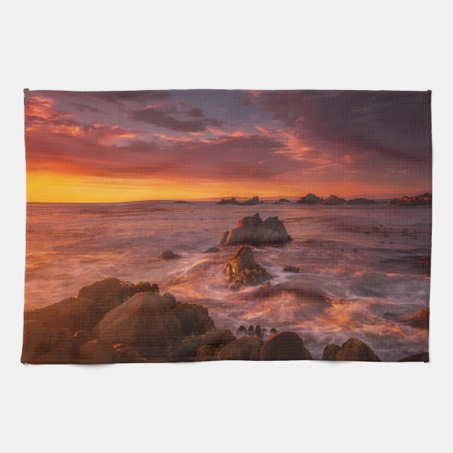 Coastline | Sunset Pacific Grove Carmel California Kitchen Towel (Horizontal)