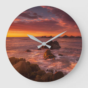 Coastline   Sunset Pacific Grove Carmel California Large Clock