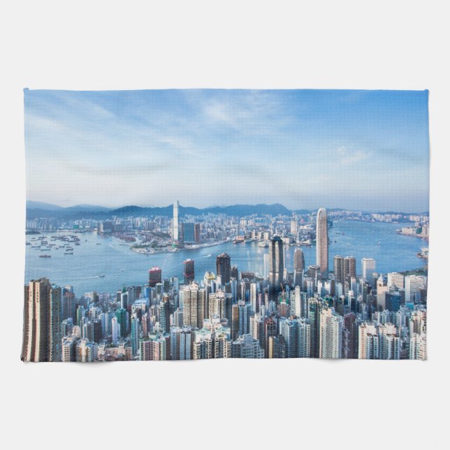 Coastline | Tsim Sha Tsu, Hong Kong Island, Asia Kitchen Towel (Horizontal)