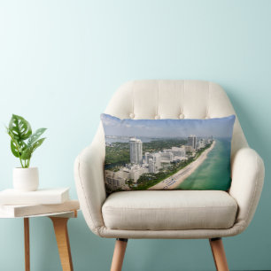 Coastline   Urban Beach, Miami, Florida Lumbar Pillow